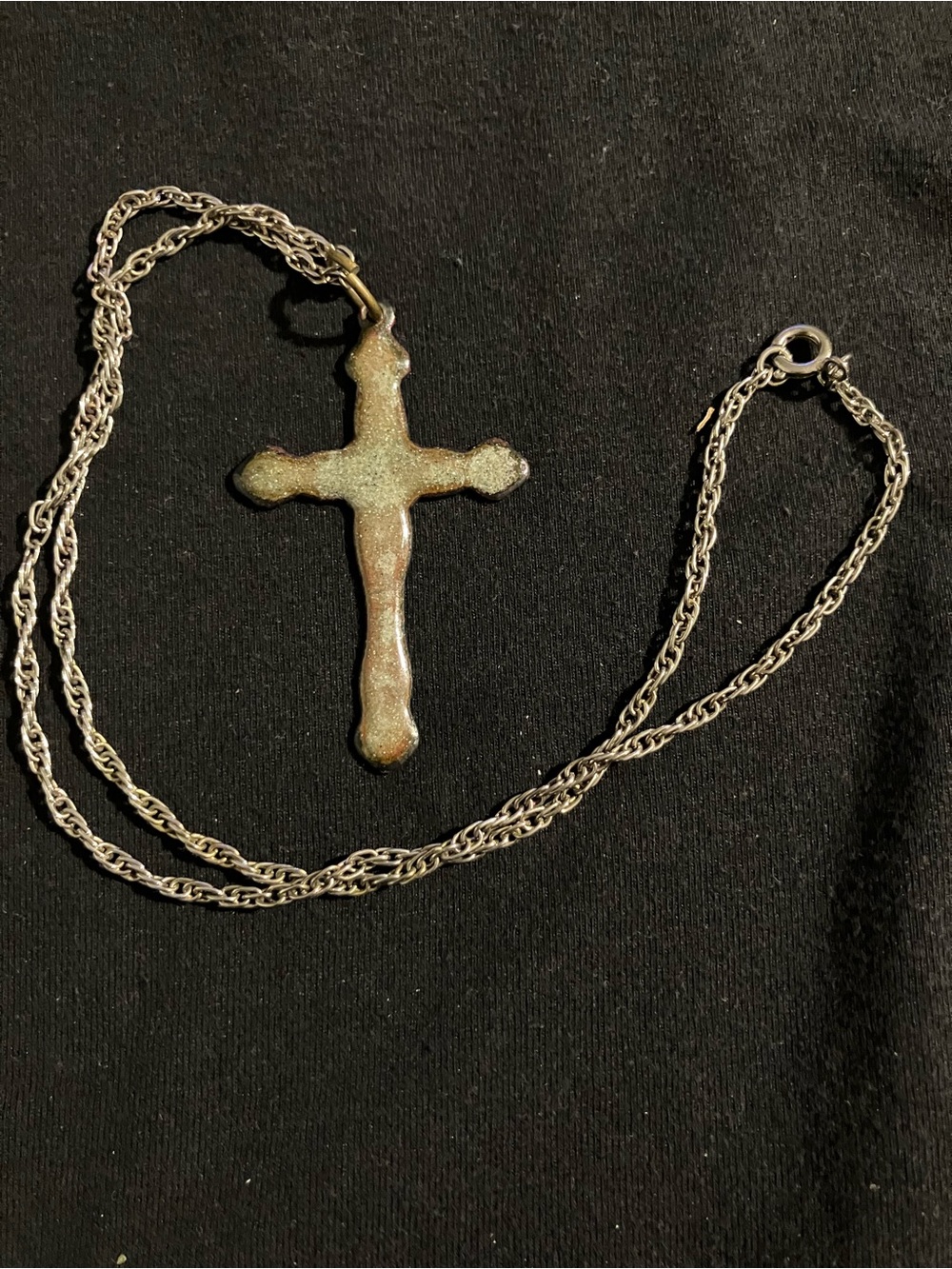 Estate Gold-Tone Cross Pendant Necklace